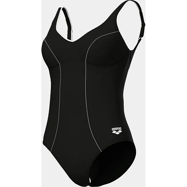 Купальник закрытый для женщин Arena CLIP BACK SWIMSUIT SOLID B черный, белый (для женщин)