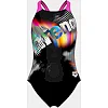 Купальник для девочек Arena LIT LOGO SWIMSUIT V BACK L черный, розовый (для детей)