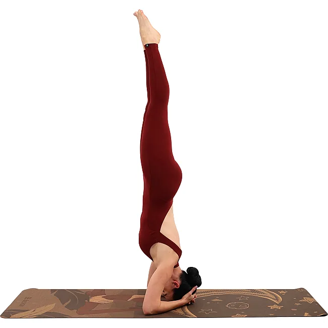 Килимок для йоги Пробковий двошаровий каучуковий Yoga mat BLOOM LB7120 183x61мx0.3cм