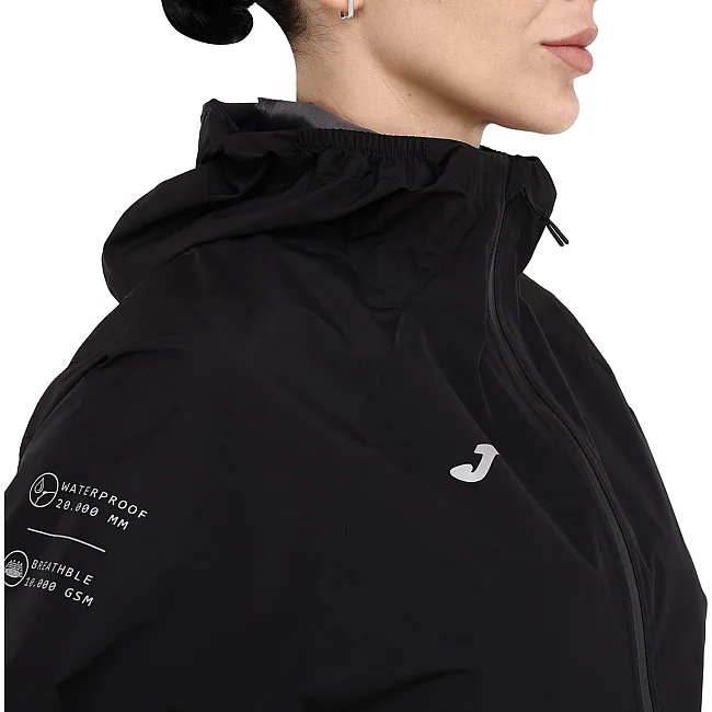 Куртка дождевик с капюшоном женская JOMA R-TRAIL NATURE 902790-100 (Черный)