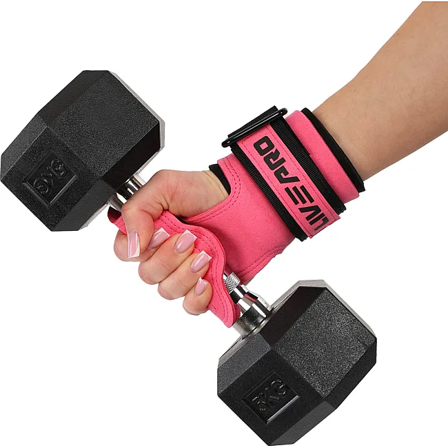 Накладки для підтягування та тяги WEIGHT LIFTING WRIST WRAPS LiveUp LP8757 2шт (Рожево-чорний)