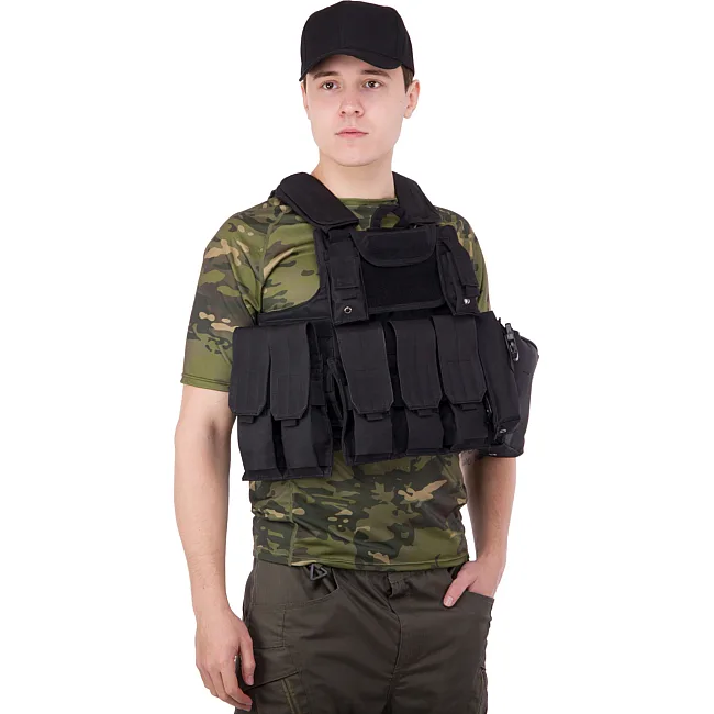 Разгрузочный жилет
 на 6 карманов MILITARY RANGERS
 ZK-5517 (Черный)