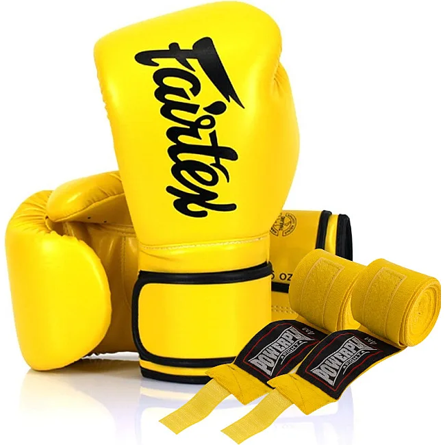 Боксерські рукавиці Fairtex BGV14 Yellow (бинти в комплекті)