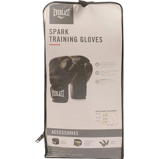 Боксерські рукавиці Everlast SPARK TRAINING GLOVE чорний, коричневий 10 унцій