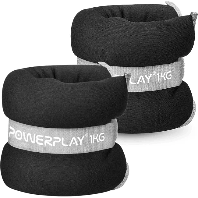 Утяжелители-манжеты для ног и рук PowerPlay PP-4349 Ankle/Wrist Weights (2шт.*1 kg) (пара) Черные