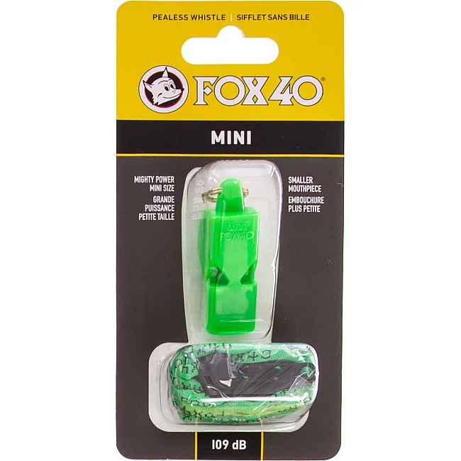Свисток спортивный судейский пластиковый со шнурком MINI FOX40-MINI (Салатовый)