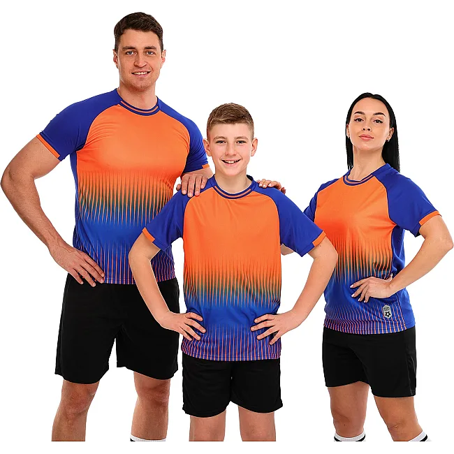 Футбольная форма комплект футболка и шорты LIDONG D8861 4XS-XXL (Синий-оранжевый)
