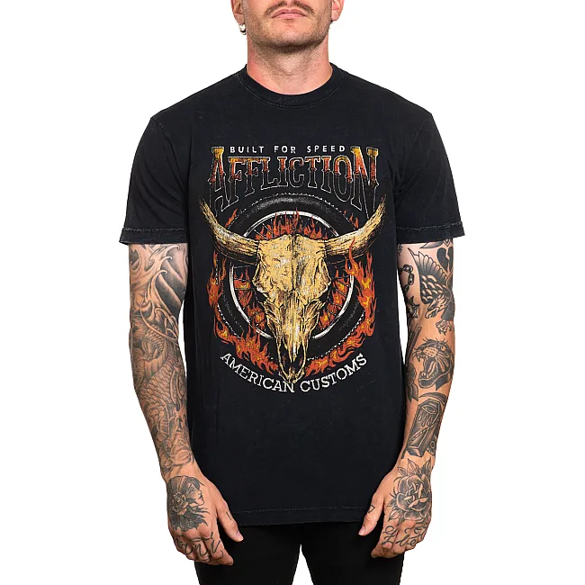 Футболка мужская AFFLICTION AC Midwest Run Black Lava Wash