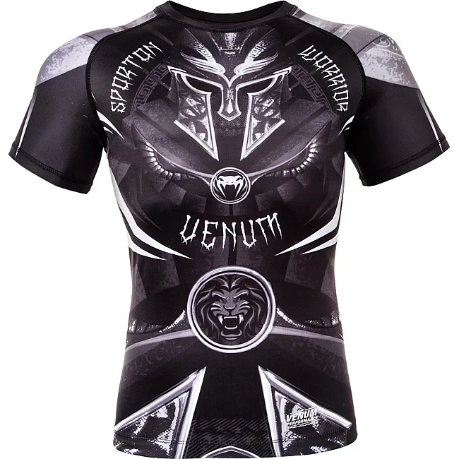 Рашгард Venum Gladiator 3.0 Rashguard Black White Short Sleeves