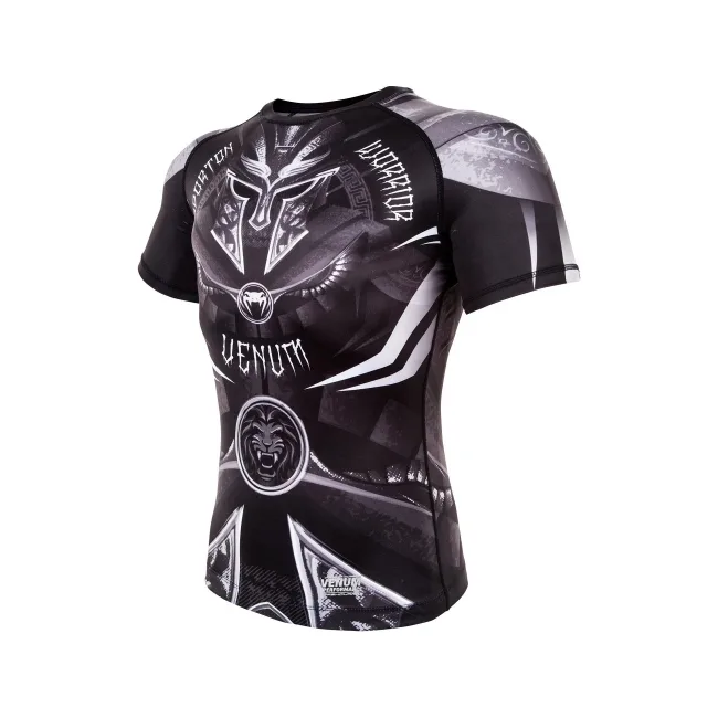 Рашгард Venum Gladiator 3.0 Rashguard Black White Short Sleeves