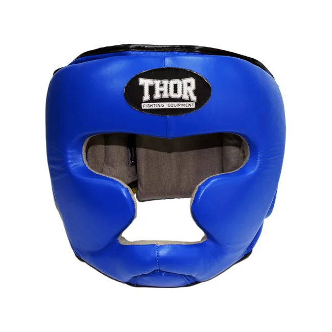 Закрытый боксерский шлем THOR 705 Кожа / синий