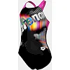 Купальник для девочек Arena LIT LOGO SWIMSUIT V BACK L черный, розовый (для детей)