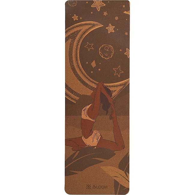 Килимок для йоги Пробковий двошаровий каучуковий Yoga mat BLOOM LB7120 183x61мx0.3cм