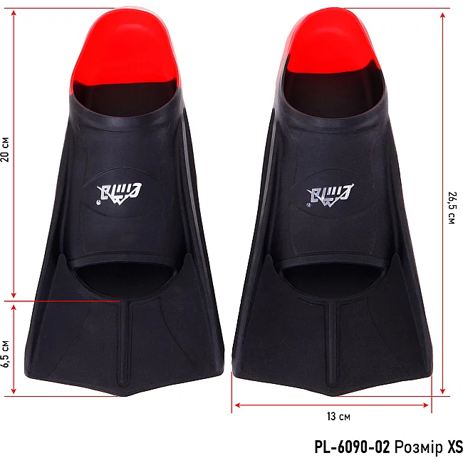 Короткі ласти для тренувань
 CIMA PL-6090-02
 30-44 (Чорний-червоний)