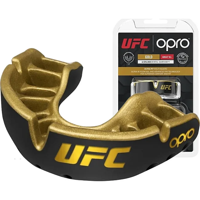 Капа для бокса OPRO Gold UFC детская (возраст до 10 лет) Black/Gold (art.102517001)