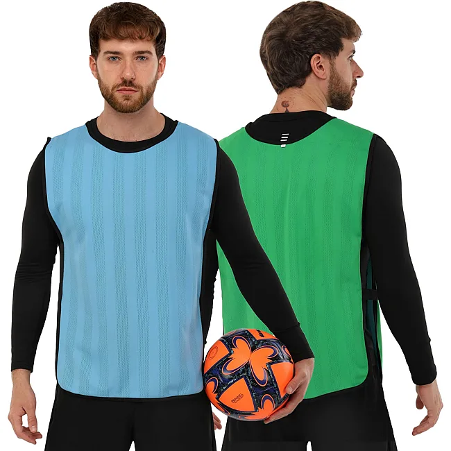 Манишка спортивная игровая двусторонняя с резинкой SP-SPORT CO-0792 (Голубой-зеленый)