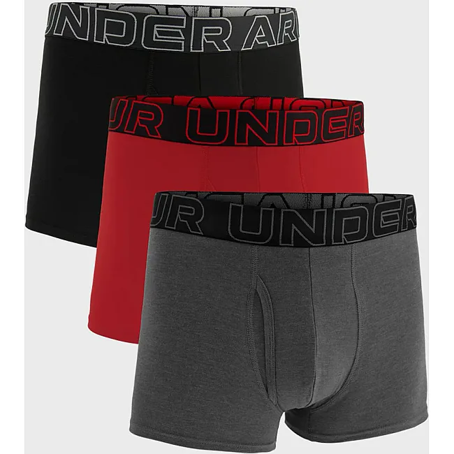 Мужские трусы UNDER ARMOUR PERFORMANCE COTTON - SOLID 3 3PK серый, красный, черный