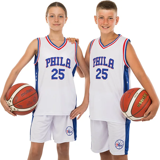 Распродажа! Детская баскетбольная форма NBA клуб Philadelphia 76ers 25 BA-0927 (Белый-синий)