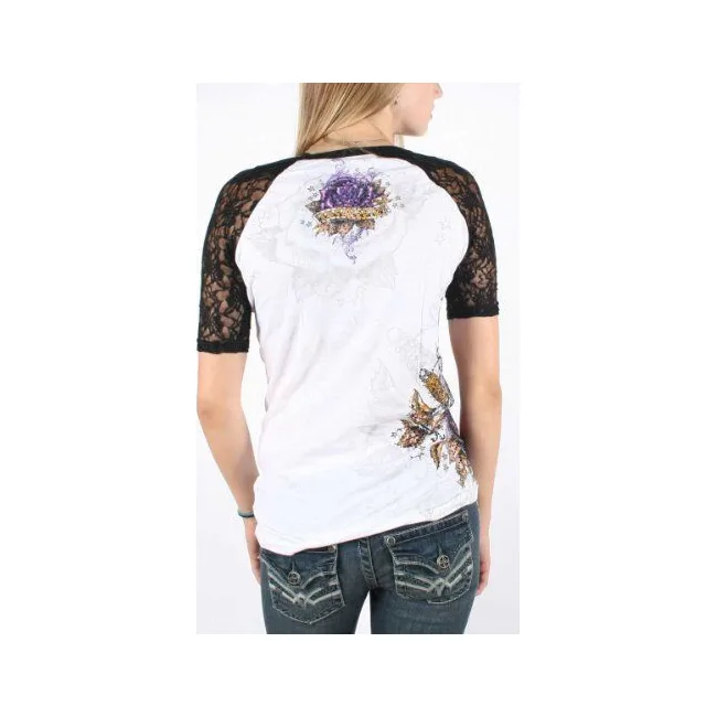 Женская футболка Sinful By AFFLICTION Herbal Rhinestones