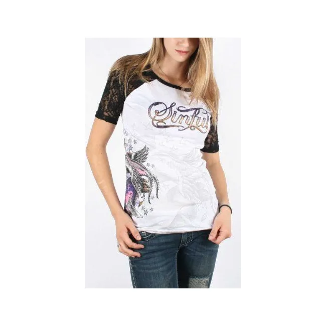 Женская футболка Sinful By AFFLICTION Herbal Rhinestones
