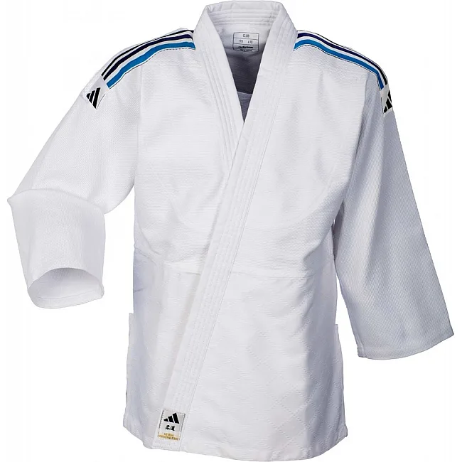 Кимоно для дзюдо Adidas Club J350P (белое с синим градиентом на плечах)