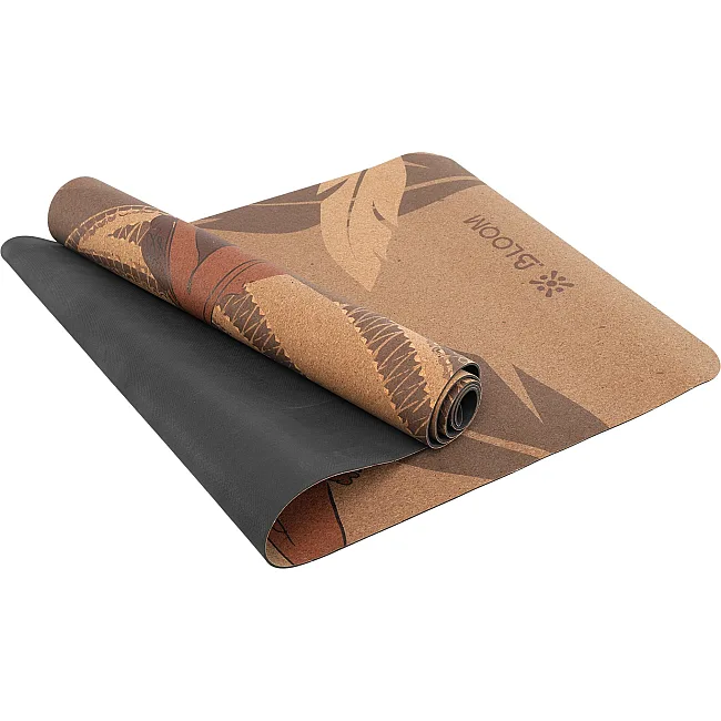 Килимок для йоги Пробковий двошаровий каучуковий Yoga mat BLOOM LB7120 183x61мx0.3cм