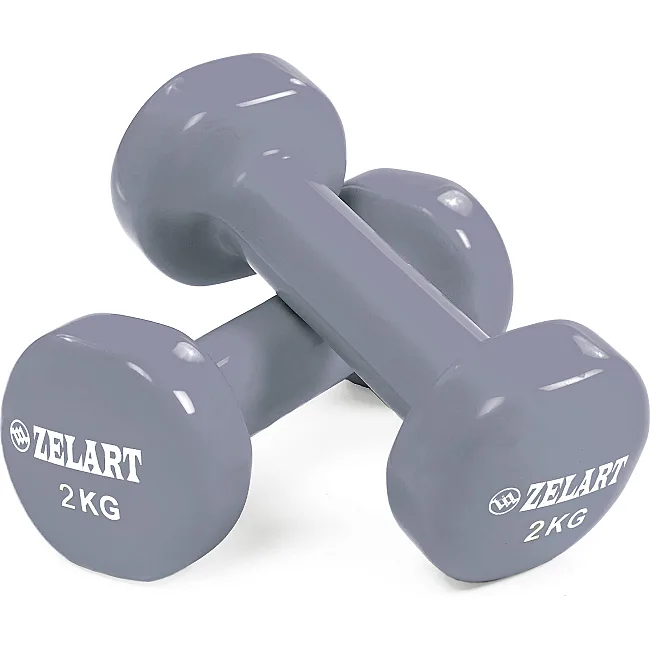 Гантели для фитнеса виниловые ZELART Beauty TA-5225-2 (Серый)