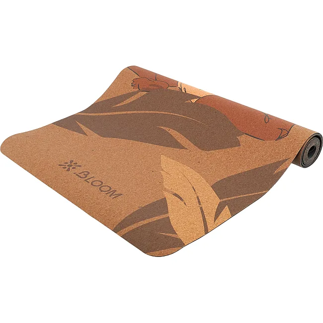 Килимок для йоги Пробковий двошаровий каучуковий Yoga mat BLOOM LB7120 183x61мx0.3cм