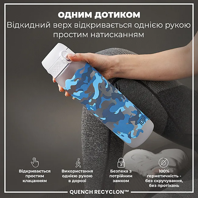 Бутылка для воды ION8 1000мл. BPA Free, Times To Drink, (ЭКО бутылка) BPA Free, Camo