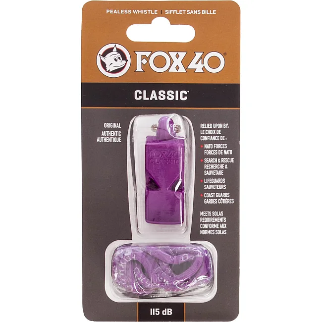 Свисток спортивный судейский пластиковый со шнурком CLASSIC FOX40
-CLASSIC (Фиолетовый)