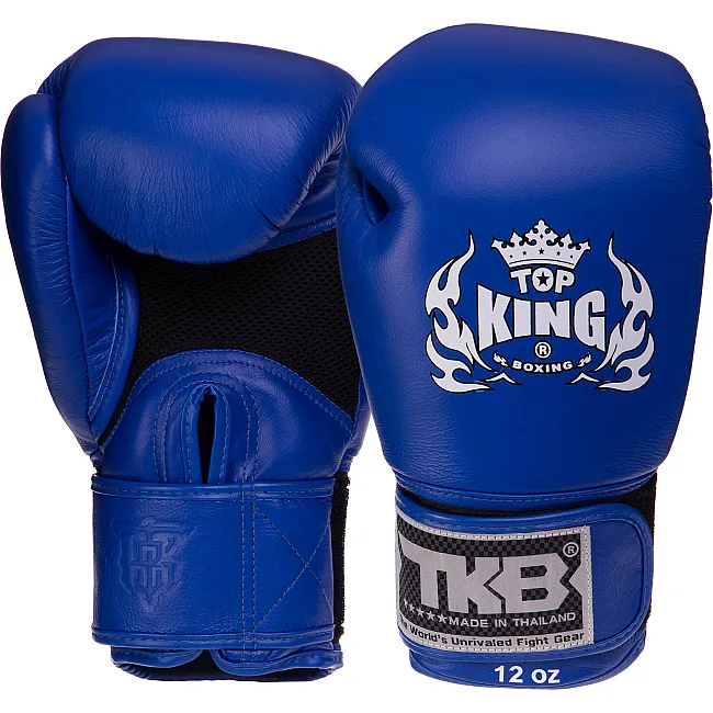 Рукавички для боксу шкіряні TOP KING Ultimate AIR TKBGAV 8-18унцій (Синій)