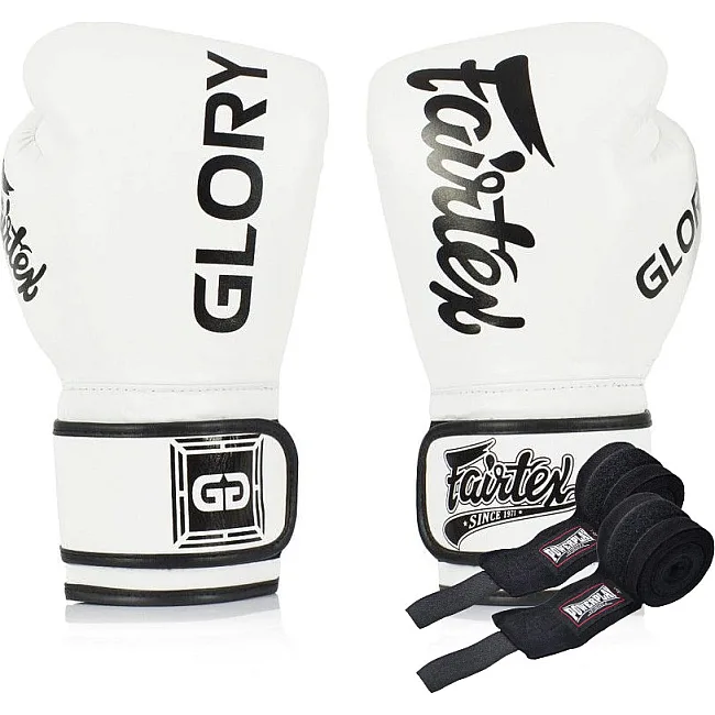 Боксерские перчатки Fairtex BGVG1 White (бинты в комплекте)