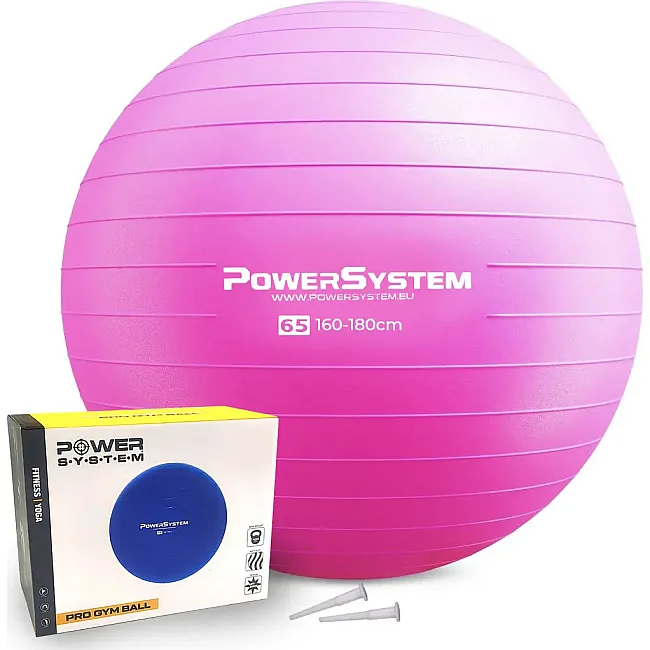 Фітнес м'яч (фітбол) POWER SYSTEM PS-4012 Ø65см PRO Pink