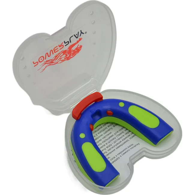 Капа для бокса POWERPLAY 3312 SR взрослая (возраст 11+) Зелено-Синяя