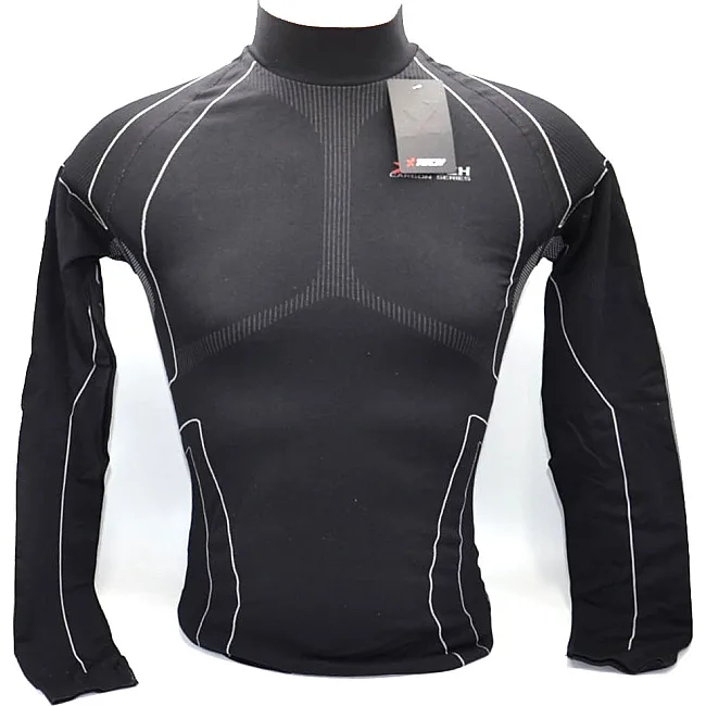 Термокофта с воротничком (лонгслив) X TECH Maglia Race 3 Munica Lunga lupetto Nero Черная