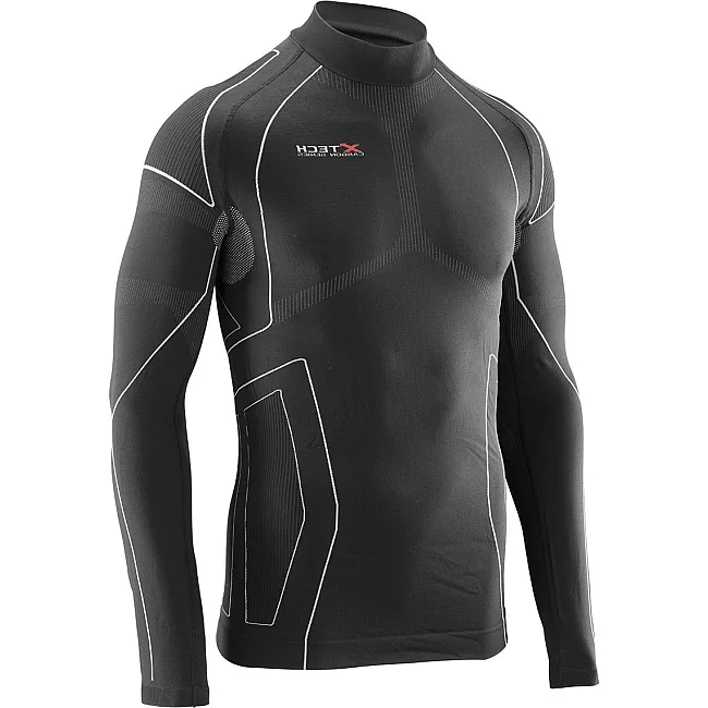 Термокофта с воротничком (лонгслив) X TECH Maglia Race 3 Munica Lunga lupetto Nero Черная