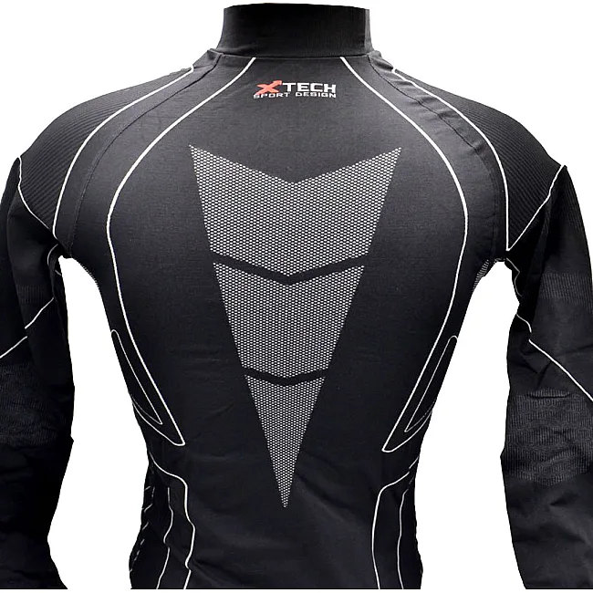 Термокофта с воротничком (лонгслив) X TECH Maglia Race 3 Munica Lunga lupetto Nero Черная