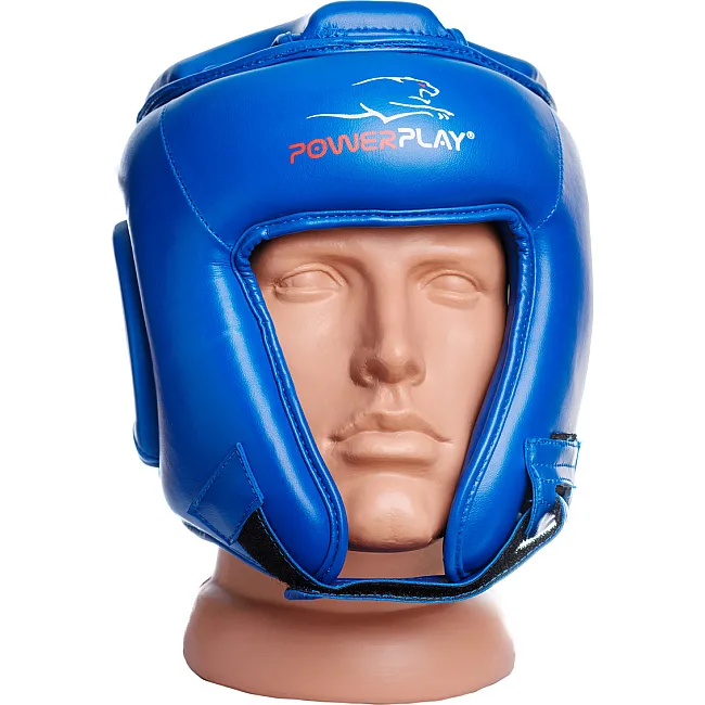 Турнирный шлем для бокса POWERPLAY 3045 Синий (капа в подарок)