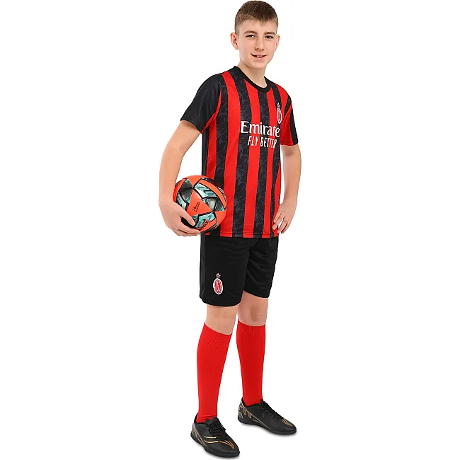 Футбольна форма дитяча із символікою клубу AC MILAN домашня 2026 SP-SPORT CO-7357 (Червоний-чорний)