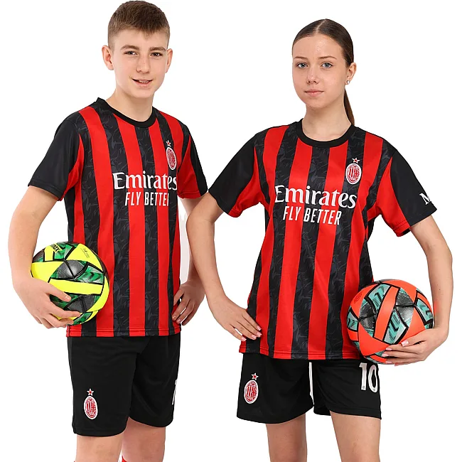 Футбольна форма дитяча із символікою клубу AC MILAN домашня 2026 SP-SPORT CO-7357 (Червоний-чорний)