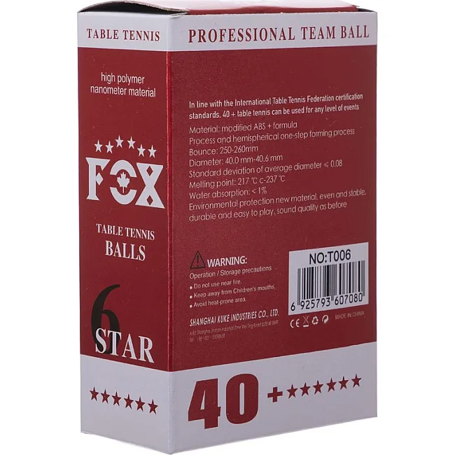 Распродажа! Мячи для настольного тенниса FOX 40+ 6star T006 6шт