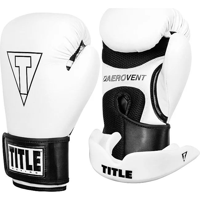 Боксерские перчатки TITLE Boxing Vegan Gloves White/Black (капа в комплекте)