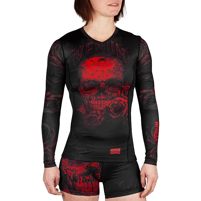 Рашгард жіночий VENUM Santa Muerte 3.0s Long Sleeves Black Red