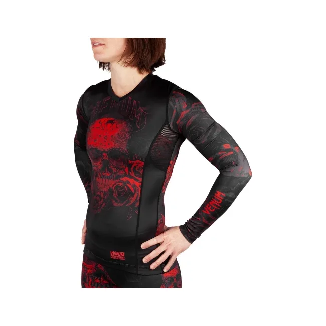 Рашгард жіночий VENUM Santa Muerte 3.0s Long Sleeves Black Red