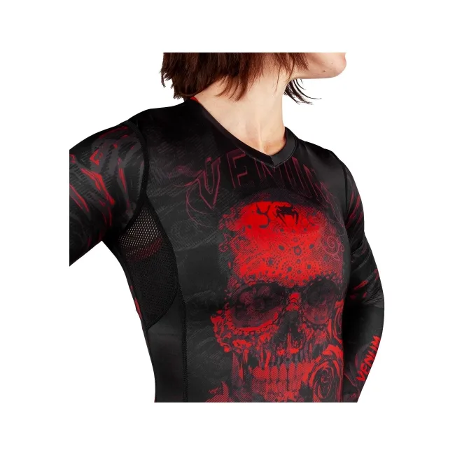 Рашгард жіночий VENUM Santa Muerte 3.0s Long Sleeves Black Red