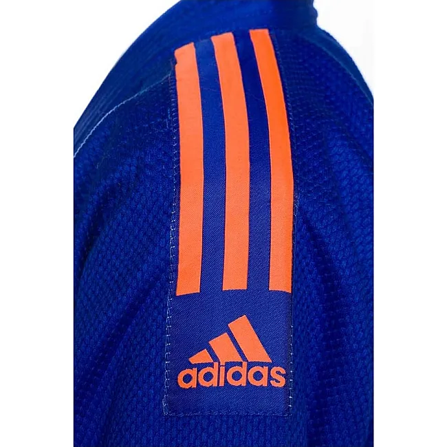 Кимоно для дзюдо Adidas Club (синий/оранжевые полосы, J350BP)