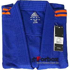 Кимоно для дзюдо Adidas Club (синий/оранжевые полосы, J350BP)