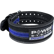 Пояс для пауэрлифтинга POWER SYSTEM PS-3800 кожаный Black/Blue Line