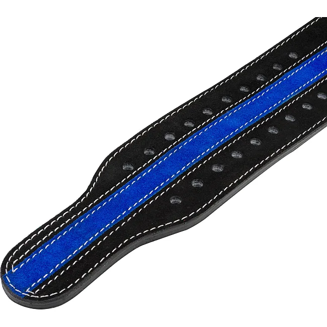 Пояс для пауэрлифтинга POWER SYSTEM PS-3800 кожаный Black/Blue Line