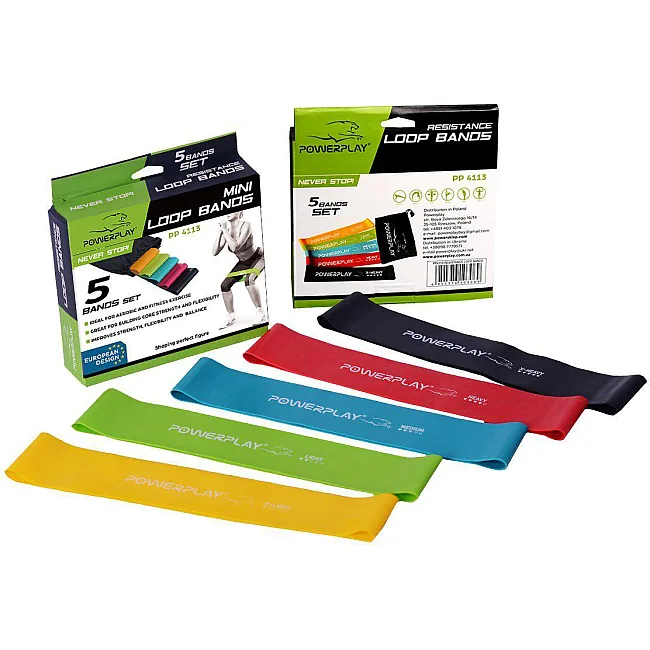 Резинки для фитнеса POWERPLAY 4113 Mini Power Band Set набор из 5шт (от 1 до 20кг)